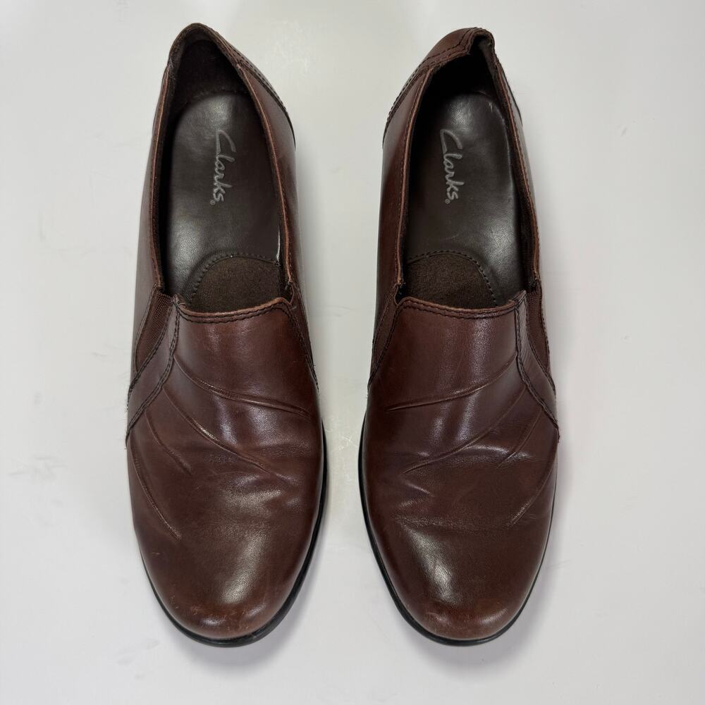 Clarks 89488 Slip On Casual Comfort Patridge Brown Leather Shoes Women Size 8.5 - Picture 4 of 7